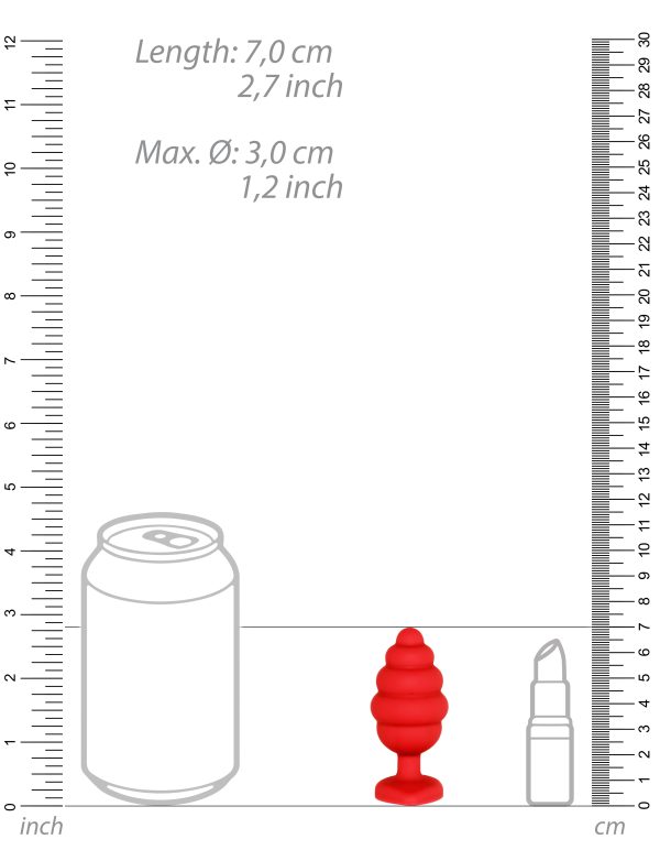 Plug Bijou Silicone Ribbed Heart S Rouge - 6 x 2.7 cm – Image 3