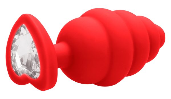 Plug Bijou Silicone Ribbed Heart S Rouge - 6 x 2.7 cm – Image 4