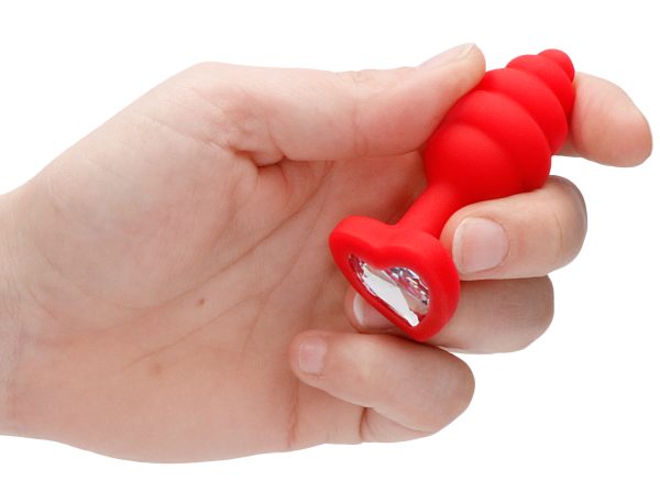 Plug Bijou Silicone Ribbed Heart S Rouge - 6 x 2.7 cm – Image 8