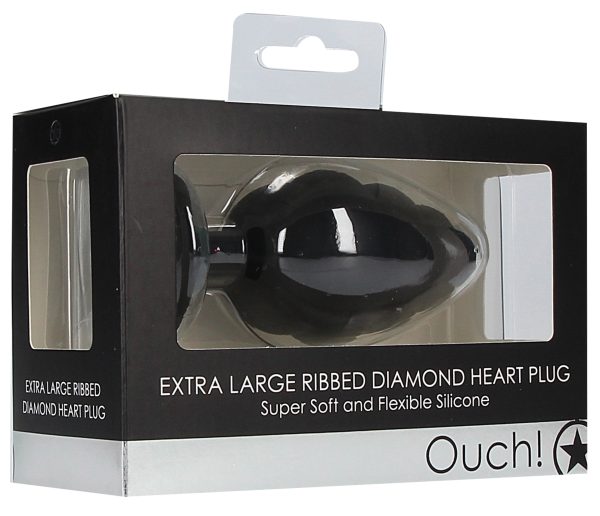 Plug Bijou Silicone Ribbed Heart XL Noir - 8 x 4.3 cm – Image 2
