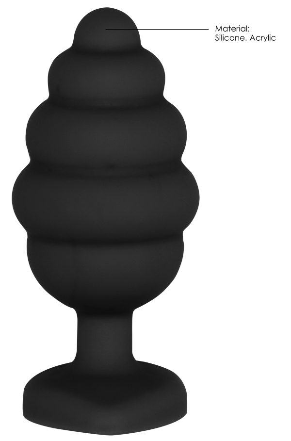 Plug Bijou Silicone Ribbed Heart XL Noir - 8 x 4.3 cm – Image 3