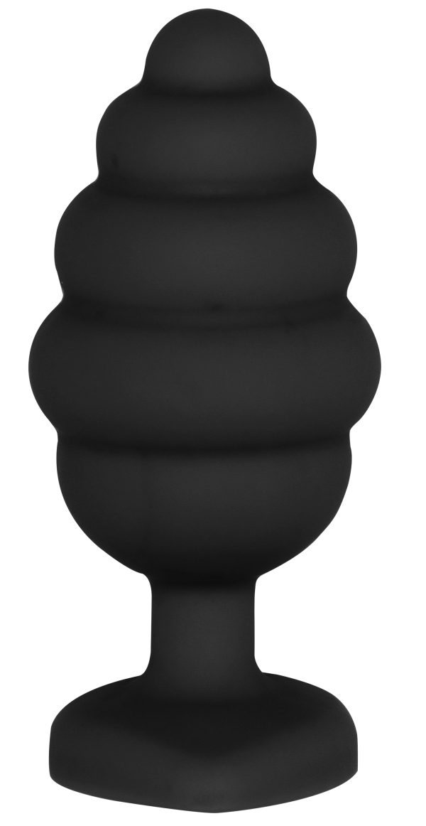 Plug Bijou Silicone Ribbed Heart XL Noir - 8 x 4.3 cm – Image 8