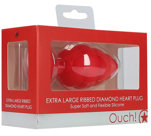 Plug Bijou Silicone Ribbed Heart XL Rouge - 8 x 4.3 cm – Image 2