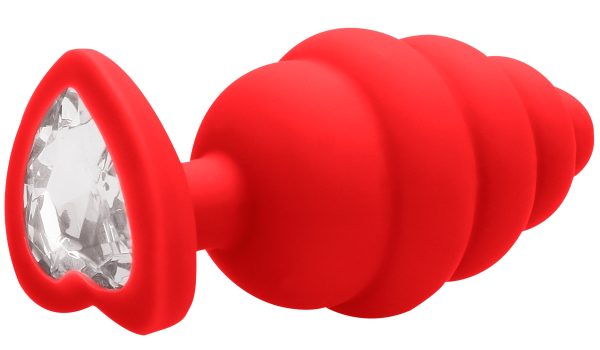 Plug Bijou Silicone Ribbed Heart XL Rouge - 8 x 4.3 cm – Image 3