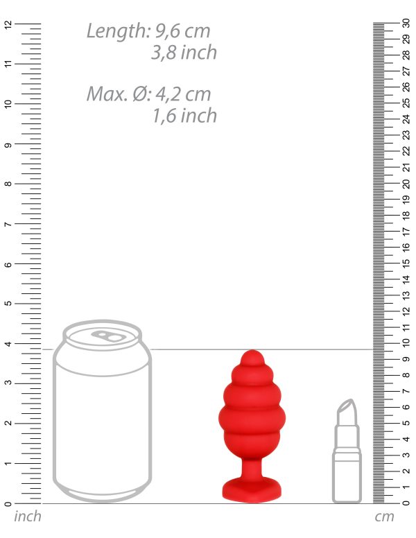 Plug Bijou Silicone Ribbed Heart XL Rouge - 8 x 4.3 cm – Image 4