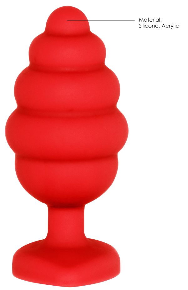 Plug Bijou Silicone Ribbed Heart XL Rouge - 8 x 4.3 cm – Image 7