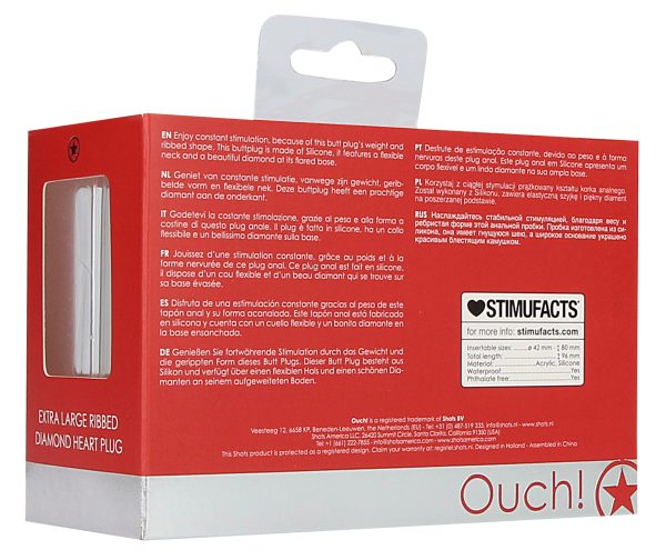 Plug Bijou Silicone Ribbed Heart XL Rouge - 8 x 4.3 cm – Image 8