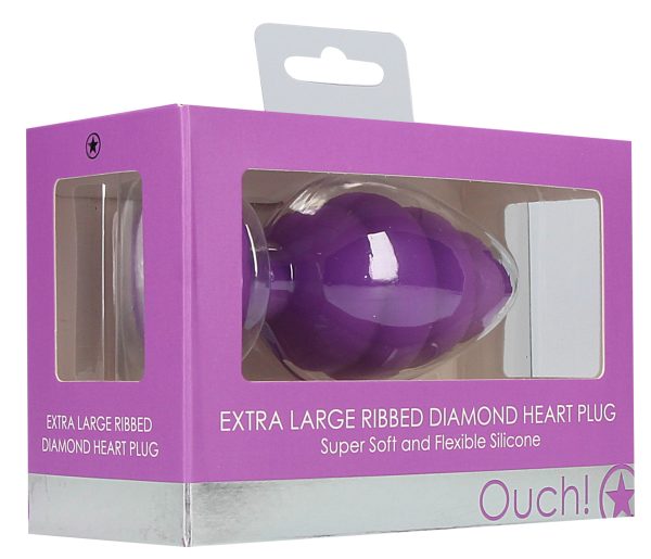 Plug Bijou Silicone Ribbed Heart XL Violet - 8 x 4.3 cm – Image 2
