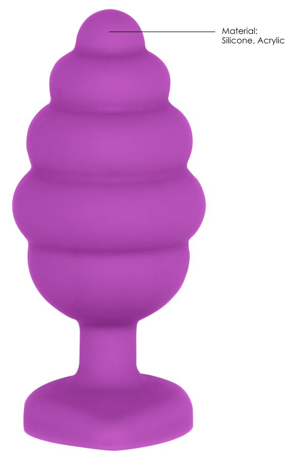 Plug Bijou Silicone Ribbed Heart XL Violet - 8 x 4.3 cm – Image 3