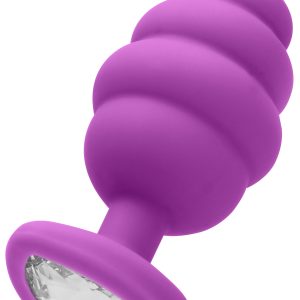 Plug Bijou Silicone Ribbed Heart XL Violet - 8 x 4.3 cm