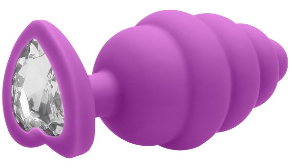 Plug Bijou Silicone Ribbed Heart XL Violet - 8 x 4.3 cm – Image 7