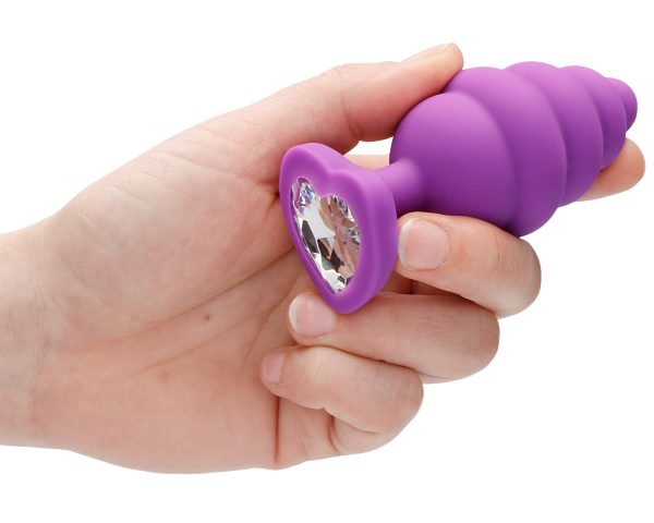 Plug Bijou Silicone Ribbed Heart XL Violet - 8 x 4.3 cm – Image 8