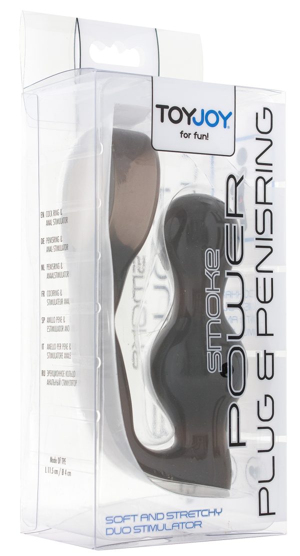 Plug + Cockring Power Duo 9 x 4 cm - Anneau 40mm Gris – Image 2