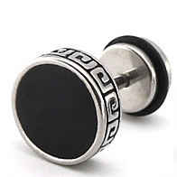 Clou d'oreille FLAT ETHNIC Argenté-Noir