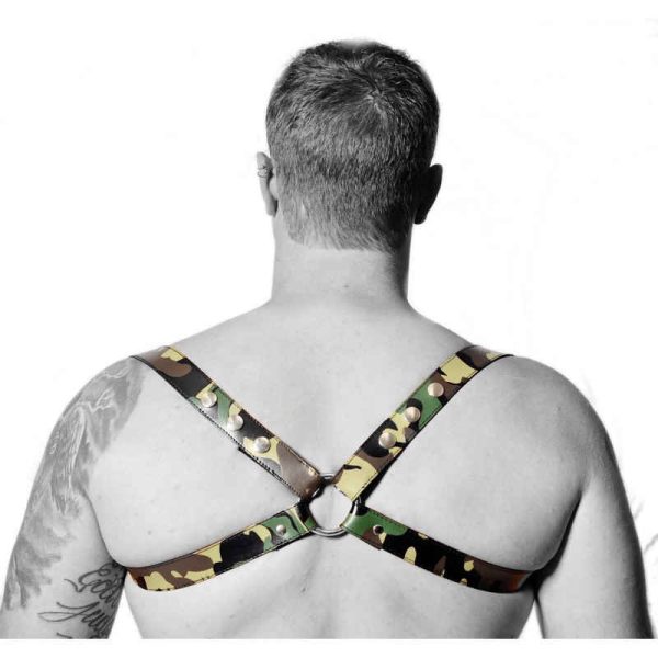 Harnais en cuir Camouflage - Acc. CHROME - CROSS - THE RED S/M – Image 4