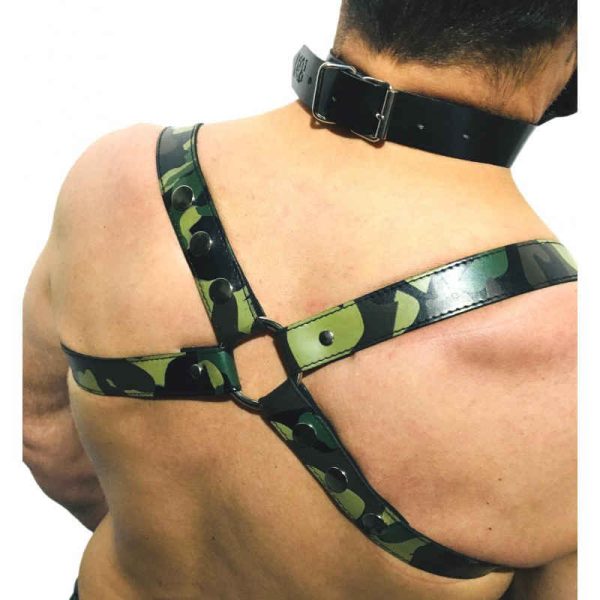 Harnais en cuir Camouflage - Acc. CHROME - CROSS - THE RED S/M – Image 6