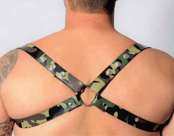 Harnais en cuir Camouflage - Acc. CHROME - CROSS - THE RED S/M – Image 5