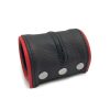 Poignet bracelet de force en cuir - Noir/Rouge avec zip – Image 3