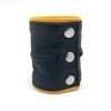 Poignet bracelet de force en cuir - Noir/Jaune-  avec zip – Image 3