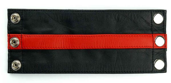 Bracelet de force en cuir Noir-Rouge – Image 4