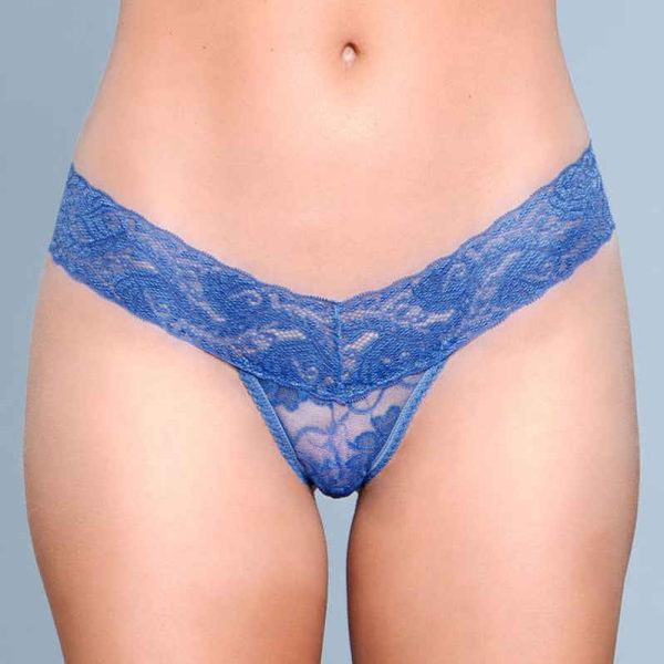 Culotte en dentelle à coupe en V Bleue