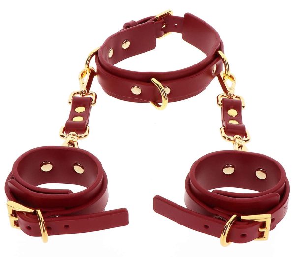 Collier D-Ring avec Menottes de poignets Taboom Rouge – Image 5