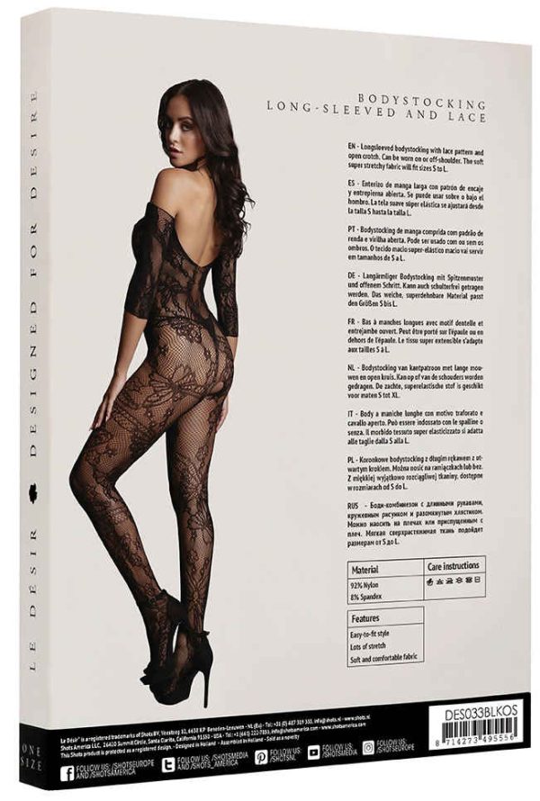 Combi sexy Lace Sleeved Noir – Image 4