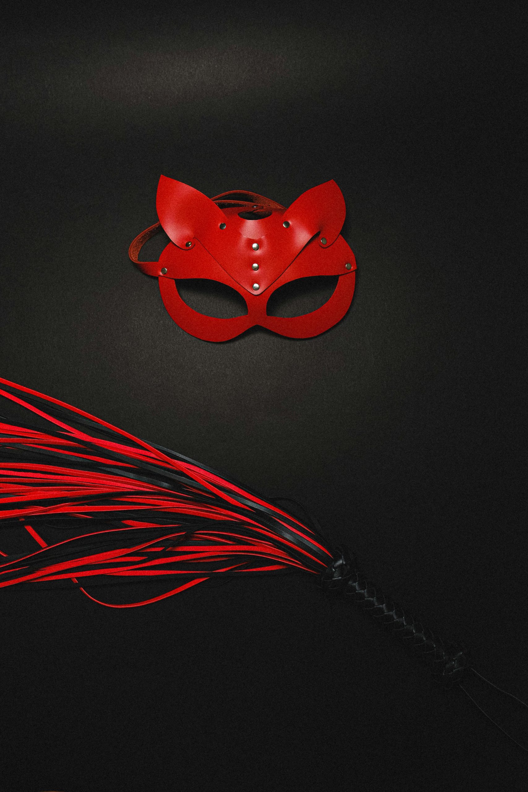 Masque et cravache rouge
