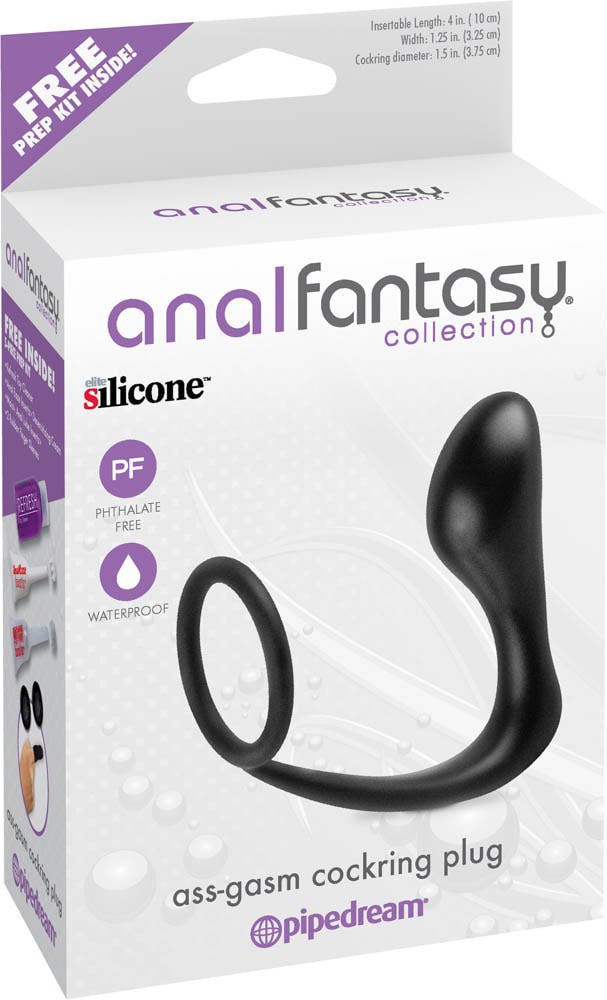 Ass Gasm Plug et Cockring 10 x 3.2 cm Noir – Image 2