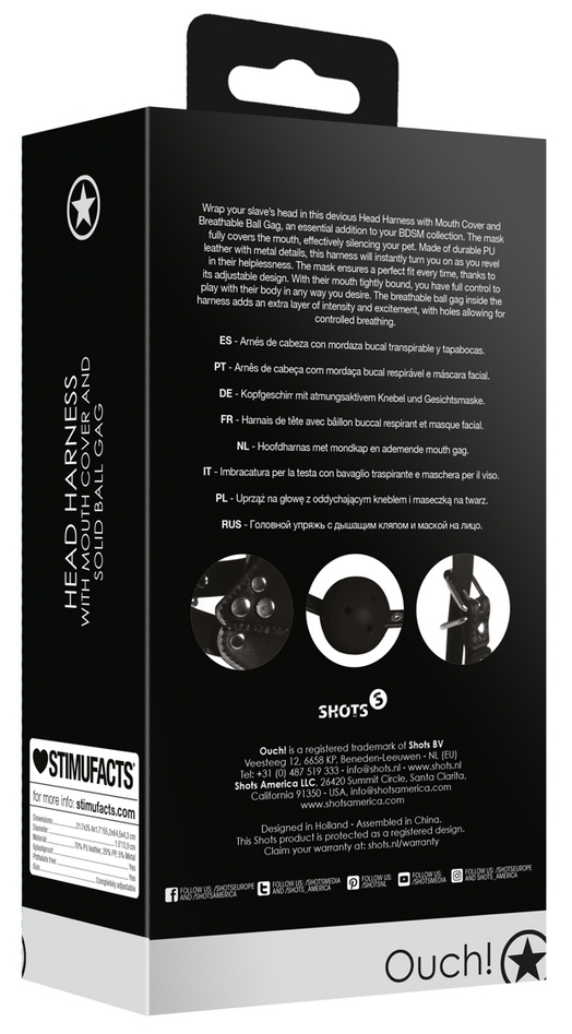 Bâillon avec Boule et Muselière Gag Noir – Image 4