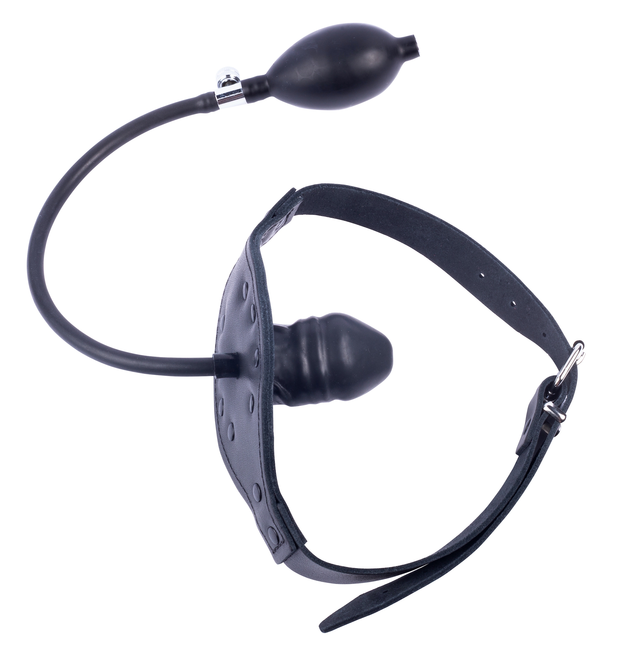Bâillon gonflable en cuir Embout Pénis 6cm – Image 3