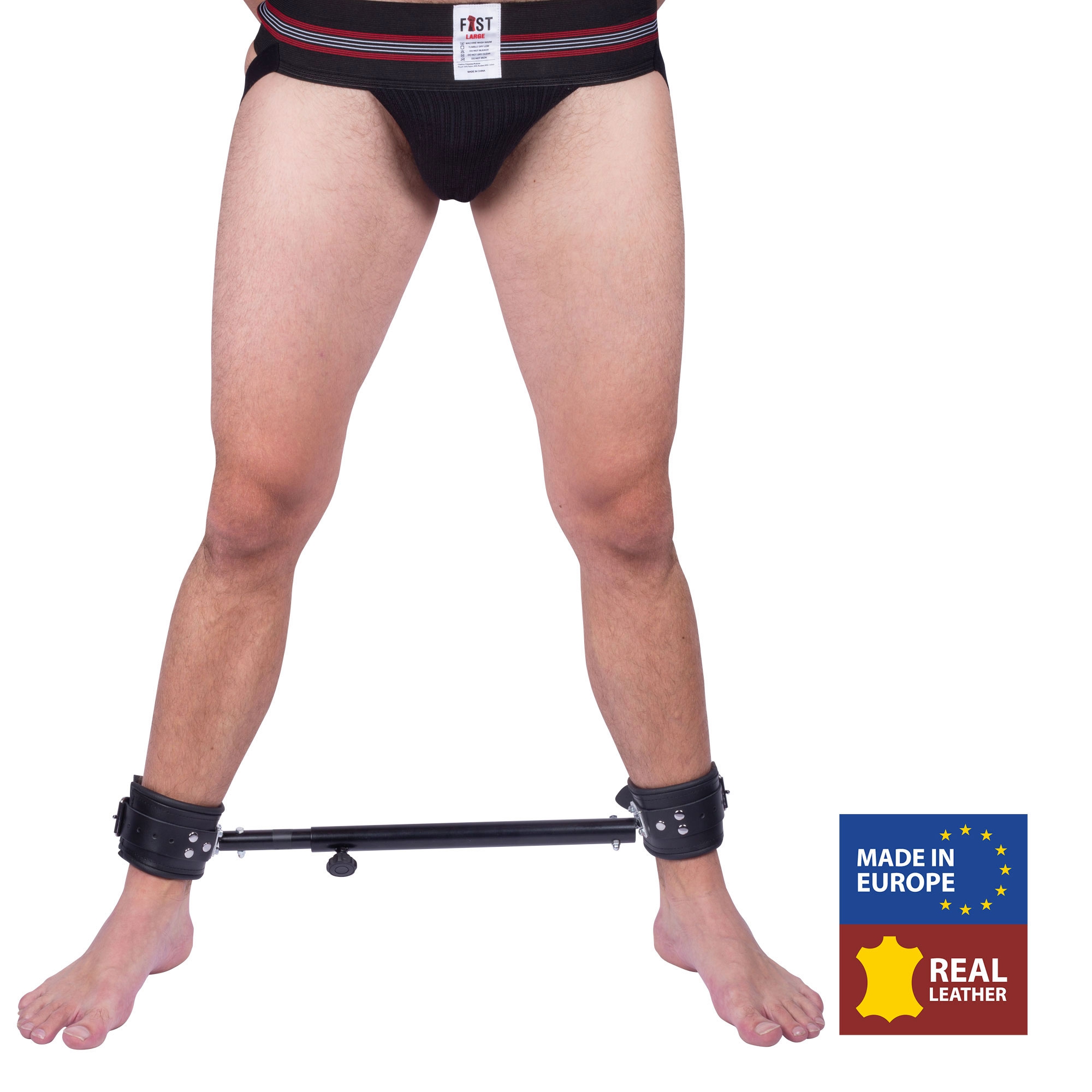 Barre en métal réglable avec menottes en cuir - 35 à 60cm – Image 6