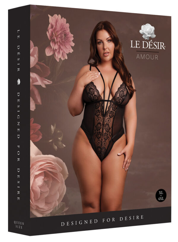 Body Dentelle Double Bretelle Grande Taille Carlita Noir – Image 2