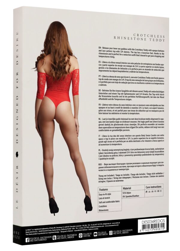 Body ouvert Rhinestone - Rouge – Image 4