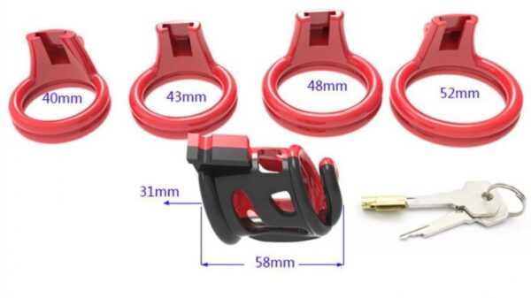 Cage de chasteté Cock Cuff 7.5 x 3 cm Rouge-Noir – Image 5