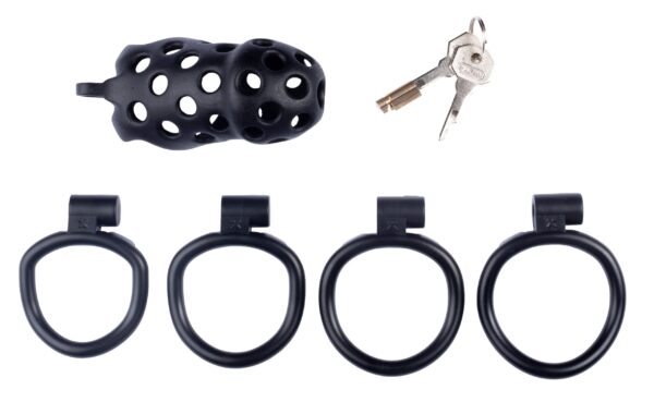 Cage de chasteté Dotty XL 10 x 4cm Noire – Image 2