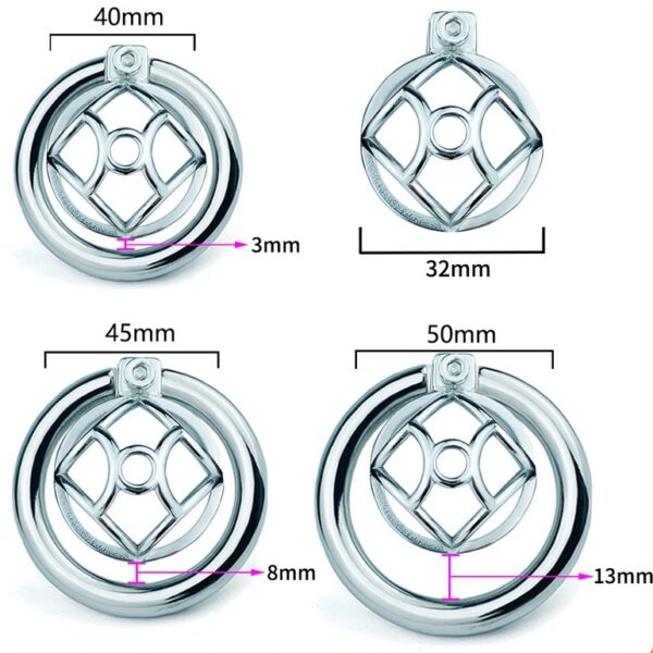 Cage de chasteté en métal avec Plug d'urètre Hexy 3 x 3.3cm – Image 4