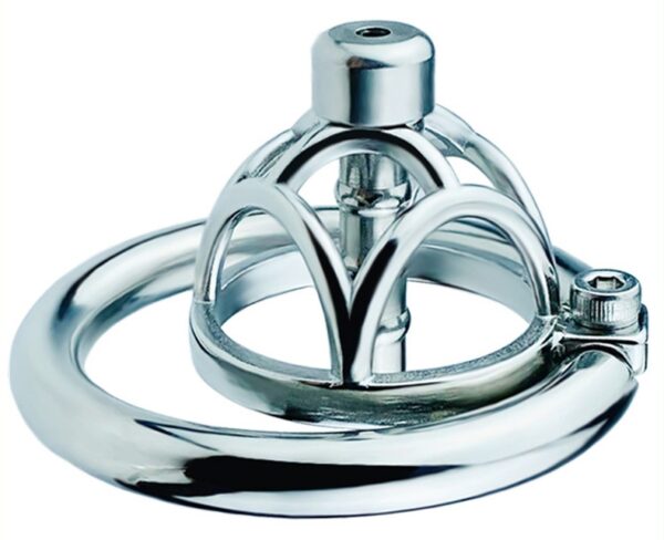 Cage de chasteté en métal avec Plug d'urètre Hexy 3 x 3.3cm – Image 5