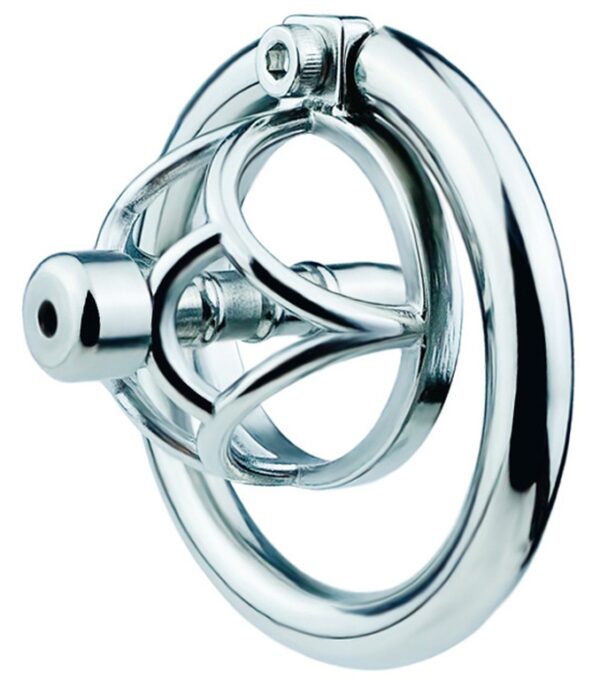 Cage de chasteté en métal avec Plug d'urètre Hexy 3 x 3.3cm – Image 6