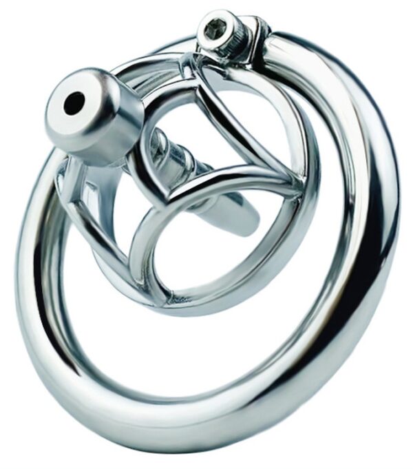 Cage de chasteté en métal avec Plug d'urètre Hexy 3 x 3.3cm