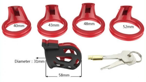 Cage de chasteté Joker 7.5 x 3cm Rouge-Noir – Image 5