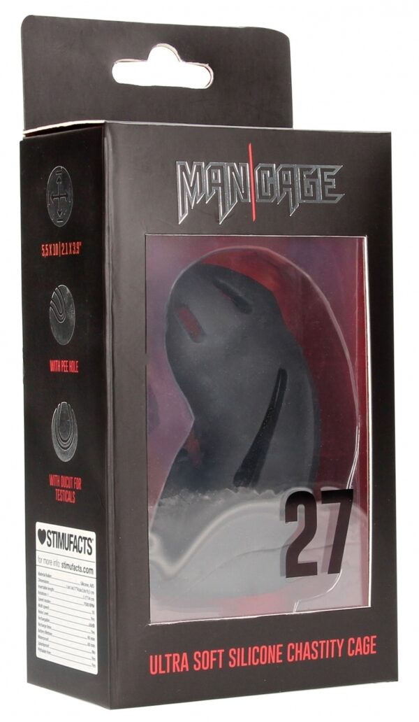 Cage de chasteté ManCage Modèle 27 - 9.6 x 3.5cm Noire – Image 2