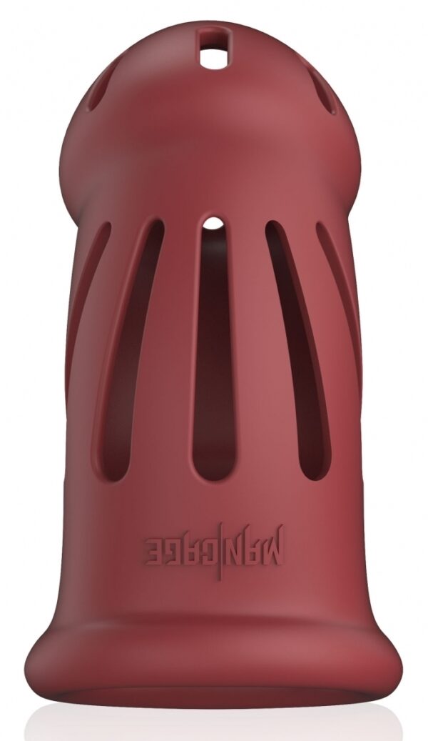 Cage de chasteté ManCage Modèle 28 - 9.5 x 3.5cm Rouge – Image 2