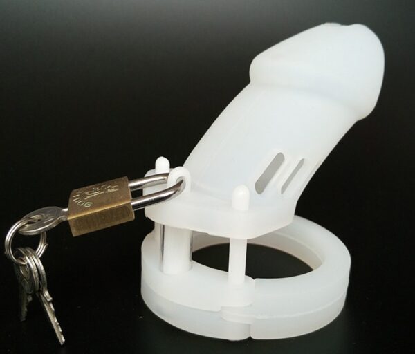 Cage de chasteté Silicone Bran 9 x 3cm Blanche – Image 2