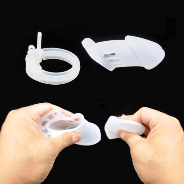Cage de chasteté Silicone Bran 9 x 3cm Blanche – Image 4