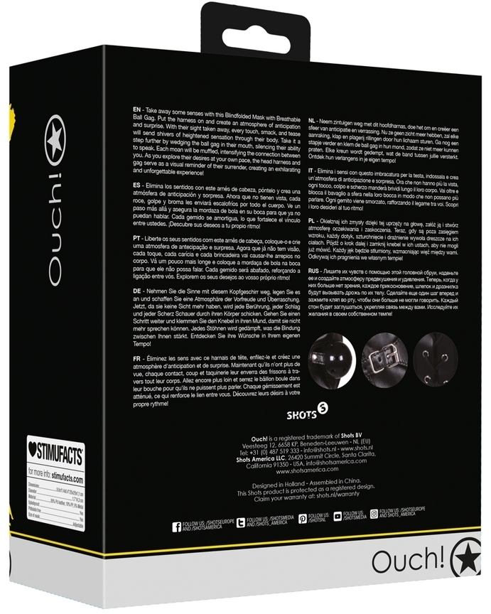 Cagoule avec Masque et Bâillon Blind Mask Gag Noire – Image 8