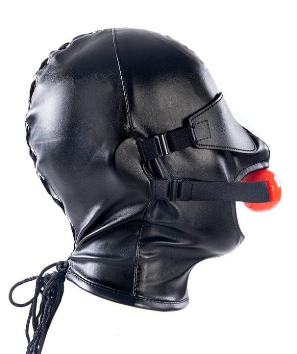 Cagoule SM avec Bâillon et masque Subfull Noire – Image 3