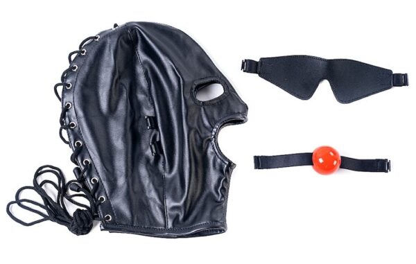 Cagoule SM avec Bâillon et masque Subfull Noire – Image 6