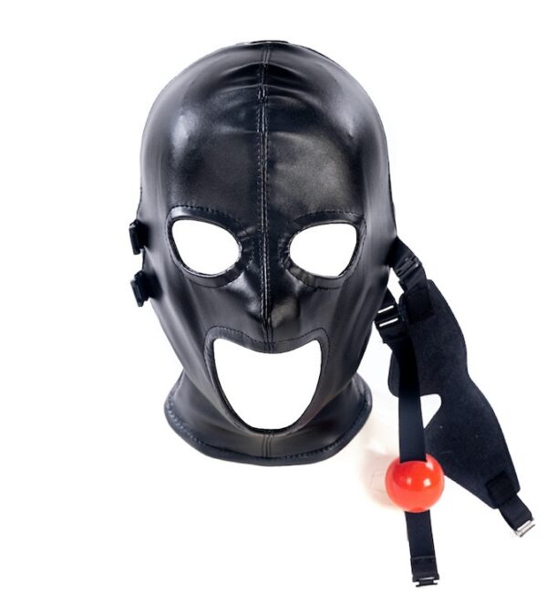 Cagoule SM avec Bâillon et masque Subfull Noire – Image 7