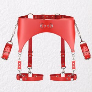 Ceinture Porte-Jarretelles et Menottes Rouge